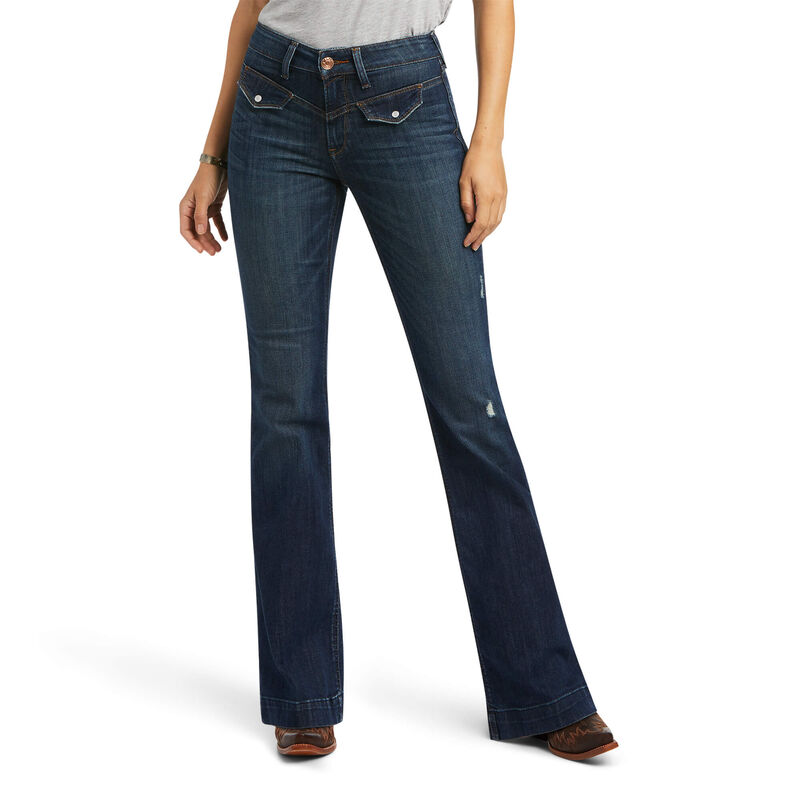 Ariat Slim Bessie Wide Leg - Naisten TummanSininen Farkut ( HOVRJN-093 )